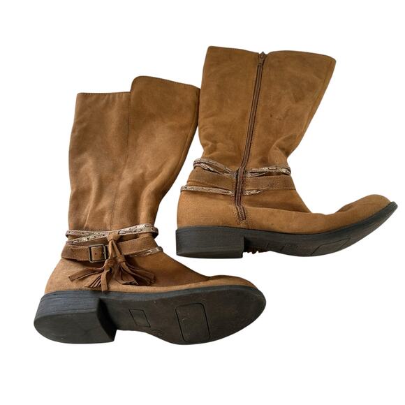 SO Jody Girl's Riding Boots Jody Chestnut US Girl's 5 Belt Detail Tall Western - Picture 1 of 5